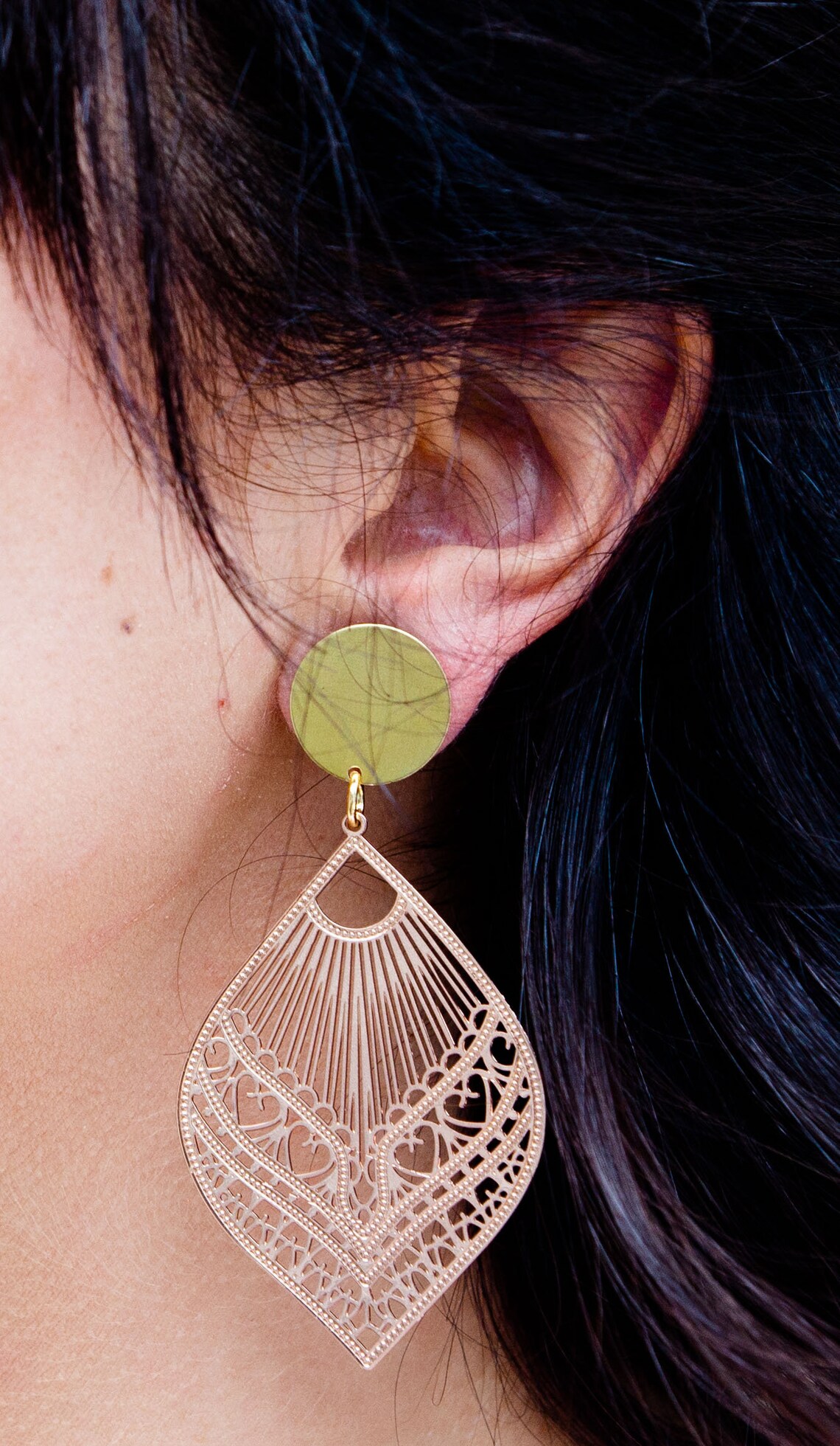 Rose Gold Stamped Metal Laser and Gold Blank Dangle Plug Etsy