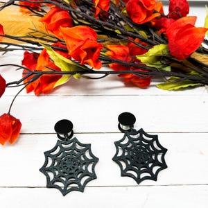 Black Wood Spider Web Plugs Gauges Earrings 4g, 2g, 0g, 00g, 7/16, 1/2, 9/16, 5/8, 3/4