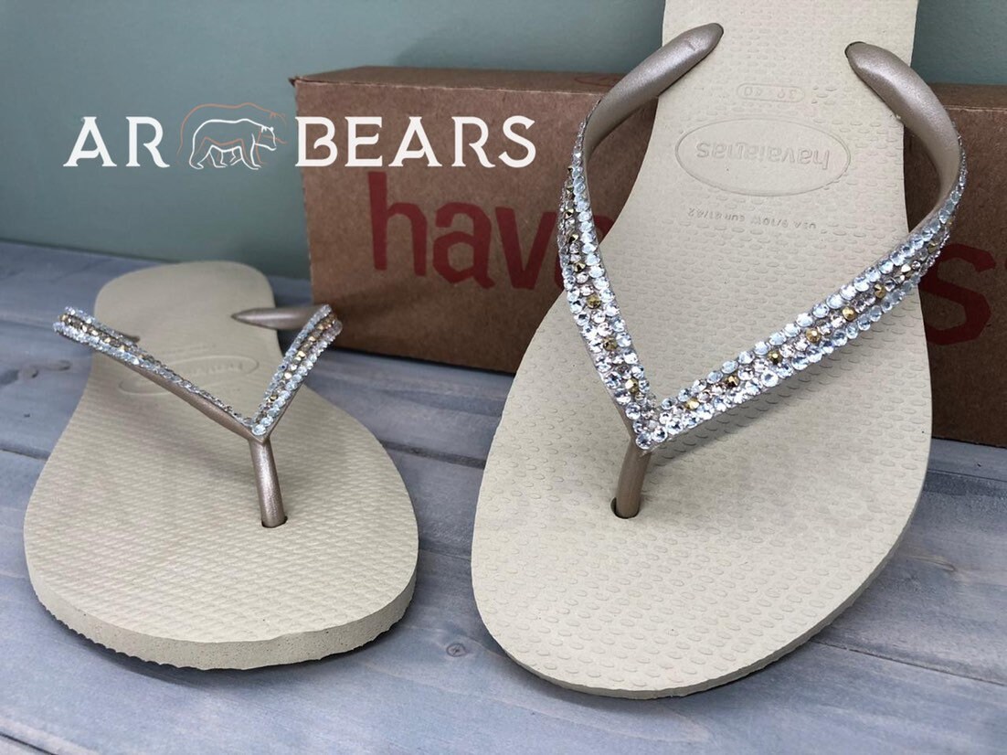 rose gold sparkly flip flops