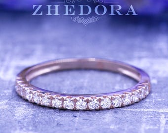 Womens Wedding Band / 14k Rose Gold / Stackable Band / Anniversary Ring / Wedding Ring / Engagement Band / Diamond Band / Ring For Women