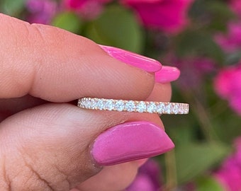 Half Eternity Wedding Band/ 14K Solid Yellow Gold 0.20 CT, Yellow Wedding Ring/ Stacking Wedding Band/ Stackable Band/ Stacking Gold Band