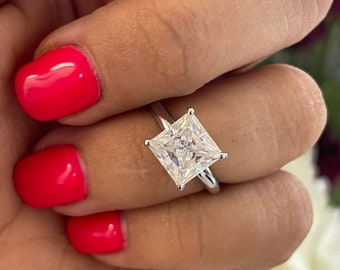 Princess Cut Engagement Ring 14k or 18k White Gold, 2.0 CT Solitaire Square Ring, White Gold Solitaire Engagement Ring , Princess Cut Ring