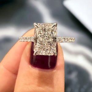Lab Grown Diamond Engagement Ring , 2 CT Radiant Cut Lab Diamond , Lab Created Diamond Ring, Certified Lab Diamond Ring,  White Gold Ring