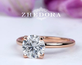 18K ROSE Gold Engagement Ring /  2 CT Round Diamond  / Moissanite Ring/ Simulated Diamond Ring / Ring For Her / Diamond Ring For Her
