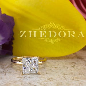Forever One Princess Cut bruids verlovingsring massief 14K/18k geel goud, 2,0 CT Moissanite ring, bruidsring, solitaire ring, trouwring