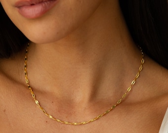 SOLID 14K Gold Valentino Kette, ausgefallene Goldkette, Kette für Sie, italienische Goldkette, geschichtete Goldkette, Geschenk für sie, Goldketten