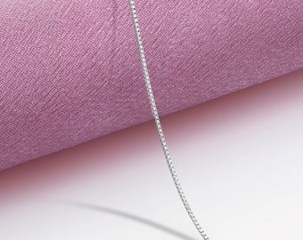 14K White Gold Box Chain Necklace, Solid White Gold Necklace, White Gold Necklace, Real White Gold Necklace, Real White Gold Chain,