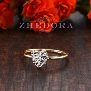 Heart Engagement Ring Solid Gold Ring , Promise Ring, Heart Ring, Heart Cut Ring, Yellow Gold Ring For Her , Affordable  Ready to Ship Ring