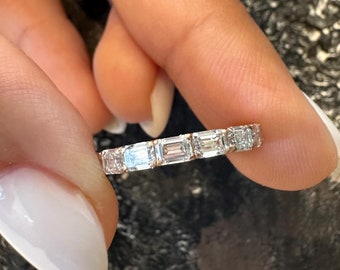 Lab Grown Wedding Band , East West Emerald Cut Band , Diamond Wedding Band , Emerald Cut Wedding Band , Lab Grown Diamond Band , Solid Gold