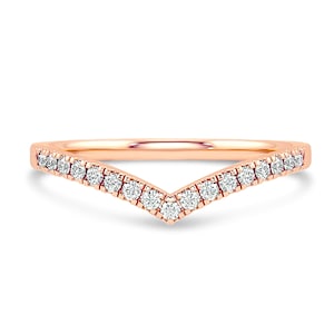 Rose Gold Chevron Ring /  Diamond Chevron Band / V Shaped Diamond Ring / Curved Band / Nesting Diamond Band / Wedding Bands / Guard ring