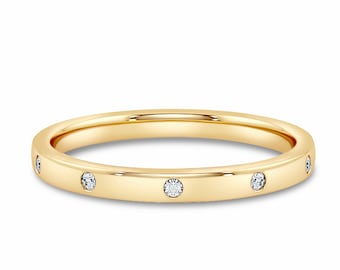 Scattered Diamond Wedding Band / Gold Wedding Ring / 10K Diamond Wedding Ring / Diamond Band / Gold Wedding Rings / Unisex Gold Band