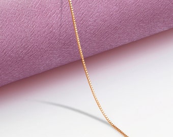 14K Rose Gold Box Kette, solide Rose Gold Halskette, Rose Gold Halskette, Echte Rose Gold Halskette, echte Rose Gold Kette,
