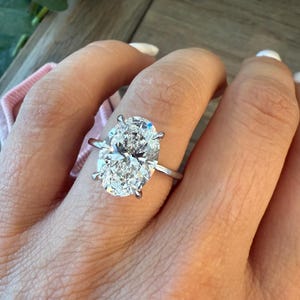 White Gold Certified 4 CT Lab Grown Diamond Ring E VS1 , Oval Lab Diamond Engagement Ring , Hidden Halo , Lab Diamond Ring , Platinum Ring
