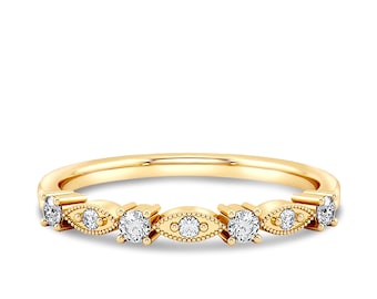 14 kt gouden art-decoband / trouwring / jubileumband / vintage trouwring / stapelband / vintage sieraden / diamanten trouwringen