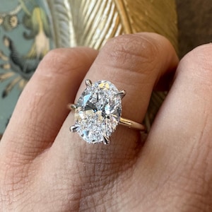 3 CT Oval LAB Diamond Engagement Ring , Lab Grown Diamond Ring , Hidden Halo Oval Ring, Oval Engagement Ring , Diamond Ring , IGI Diamond