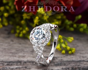 Round Cut Engagement Ring , Lab Created Diamond Ring, White Gold Moissanite Engagement Ring , Moissanite Ring, Classic Engagement Ring