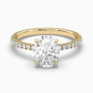 Oval Cut Diamond Engagement Ring / White Gold Lab Diamond Oval Ring /  Solid Yellow Gold Oval Ring / Yellow Gold Engagement Ring