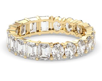Emerald Cut Eternity Band, Oval Cut Diamond Band, Moissanite Band, Eternity Diamond Band, Emerald Cut Wedding Band, Diamond Eternity Ring