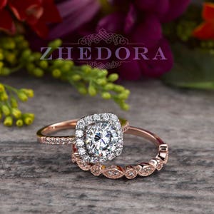 Rose Gold Ring For Women | Engagement Ring | Round CUT Engagement Ring | Anniversary Wedding Set | Moissanite Ring | Diamond Ring | Gold