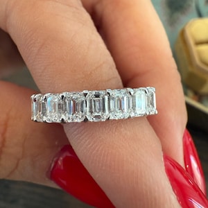 Lab Grown Diamond Half Eternity Band / Emerald Cut Diamond Band / Emerald Cut Lab Grown Diamond Band / Anniversary Band / Wedding Band