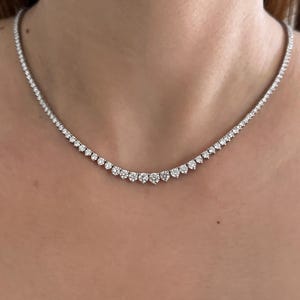 Lab Grown Diamond Tennis Necklace, 3 Prongs Tennis Necklace , Graduated Tennis Necklace Lab Diamond , Bridal Necklace , Bridal Jewelry, Gift