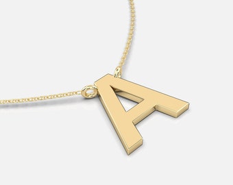 Gold Initial Charm, Solid 14K Gold Initial Pendant, Initial Charm Letter Real Gold, Charm Yellow Gold White Gold Rose Gold A-Z Alphabet