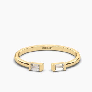 Open Ring, Open Diamond Ring, Cuff Ring, Gold Cuff Band, Baguette Open, Gold Diamond Band, Baguette Ring, Baguette Cuff Ring, Gold Band