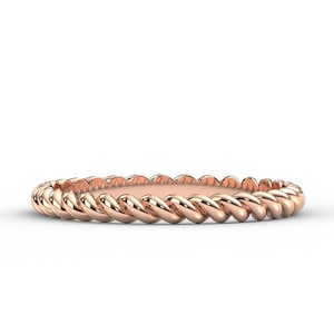 Rose Gold Stainless Steel Braided Twisted Rope Stackable Ring Rose Gold Stainless Steel Braided Twisted Rope Stackable Ring