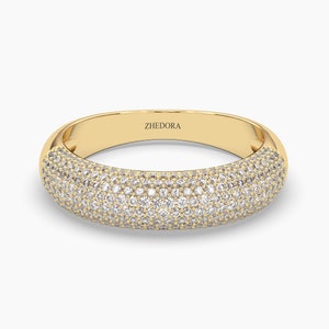 Micro Pave Gold Diamond Wedding Band,Gold Wedding Band, Gold Moissanite Band, Thick Gold Band, Solid Gold Ring, Solid Gold Wedding Ring