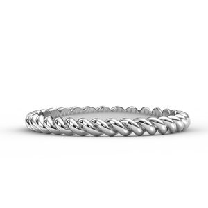 2 mm Weißgold geflochtener Ring / Gedrehter Seil Gold Ehering / Weißgold Stapelring / Ehering / 14K Weißgold Twist Rope Ring