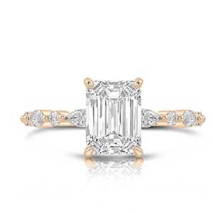Emerald Cut Engagement Ring /  Marquise Band / Ring For Her / Emerald Cut ring / Yellow Gold Ring / Moissanite Engagement Ring