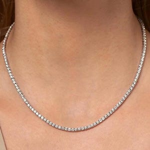 Lab Grown Diamond Tennis Necklace, 4 Prongs Tennis Necklace , Tennis Necklace Lab Diamond , Bridal Necklace , Classic Diamond Necklace