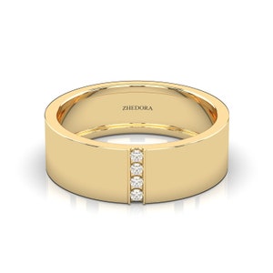 Gold Wedding Band, Comfort Fit Gold Diamond Ring, 14k or18K Wedding Band, Engagement Ring, Gold Diamond Wedding Ring, Unisex Diamond Ring