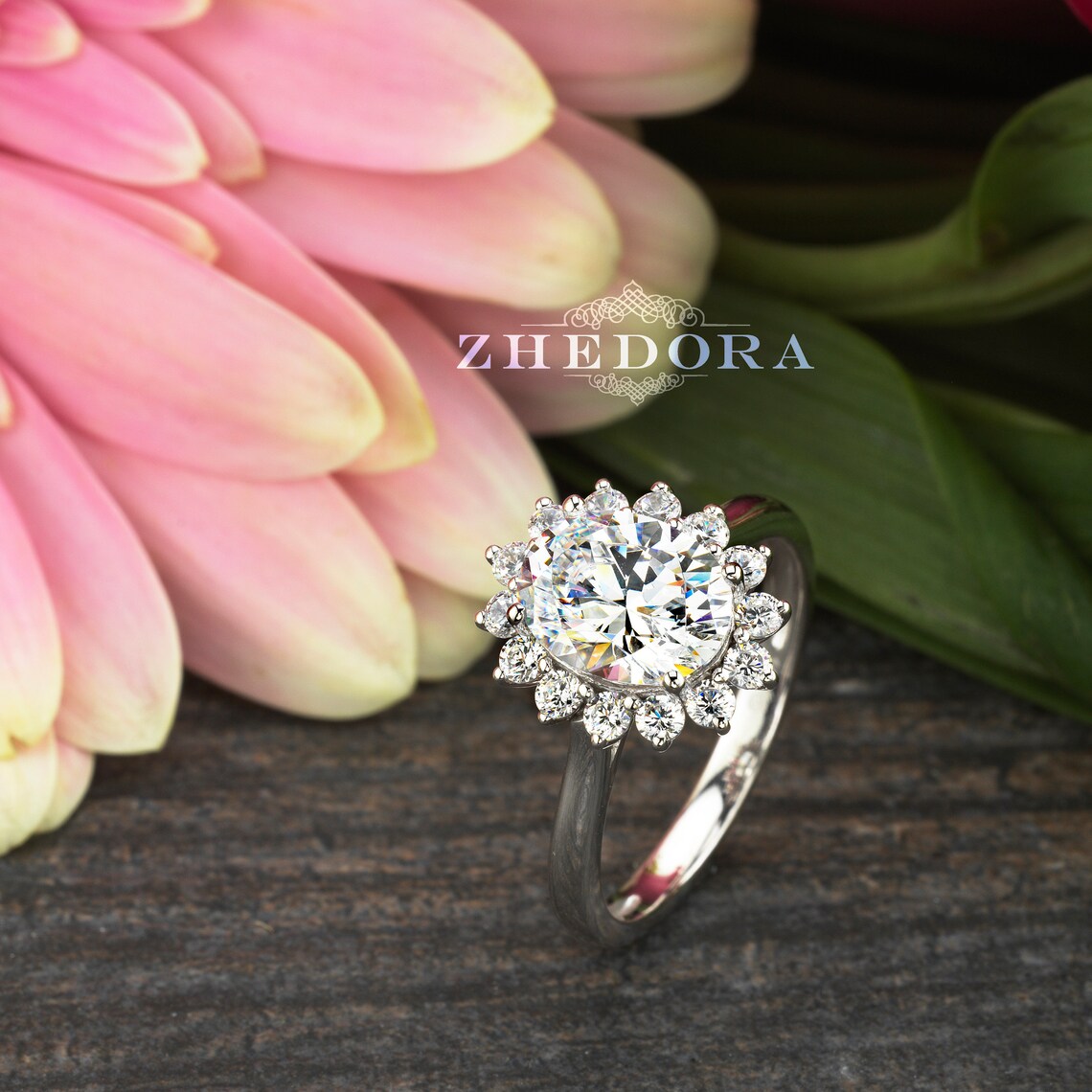 2.0 CT Halo Oval Moissanite Engagement Ring Halo Oval Etsy
