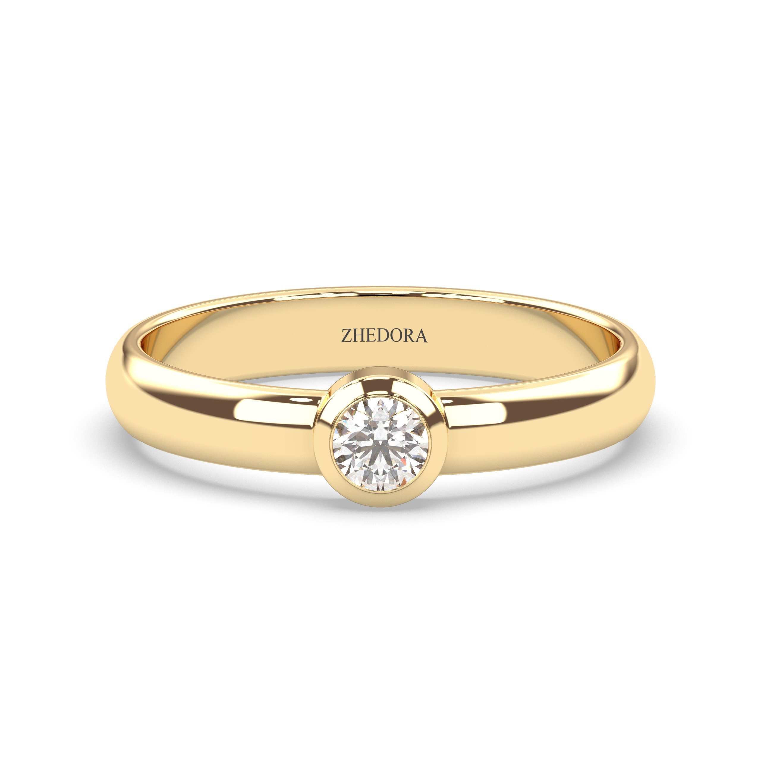 Bezel Wedding Band, Moissanite Gold Wedding Ring, Brilliant cut Bezel Bridal Band, Solid Gold Wedding Band, Bezel Bridal Band, Diamond Ring