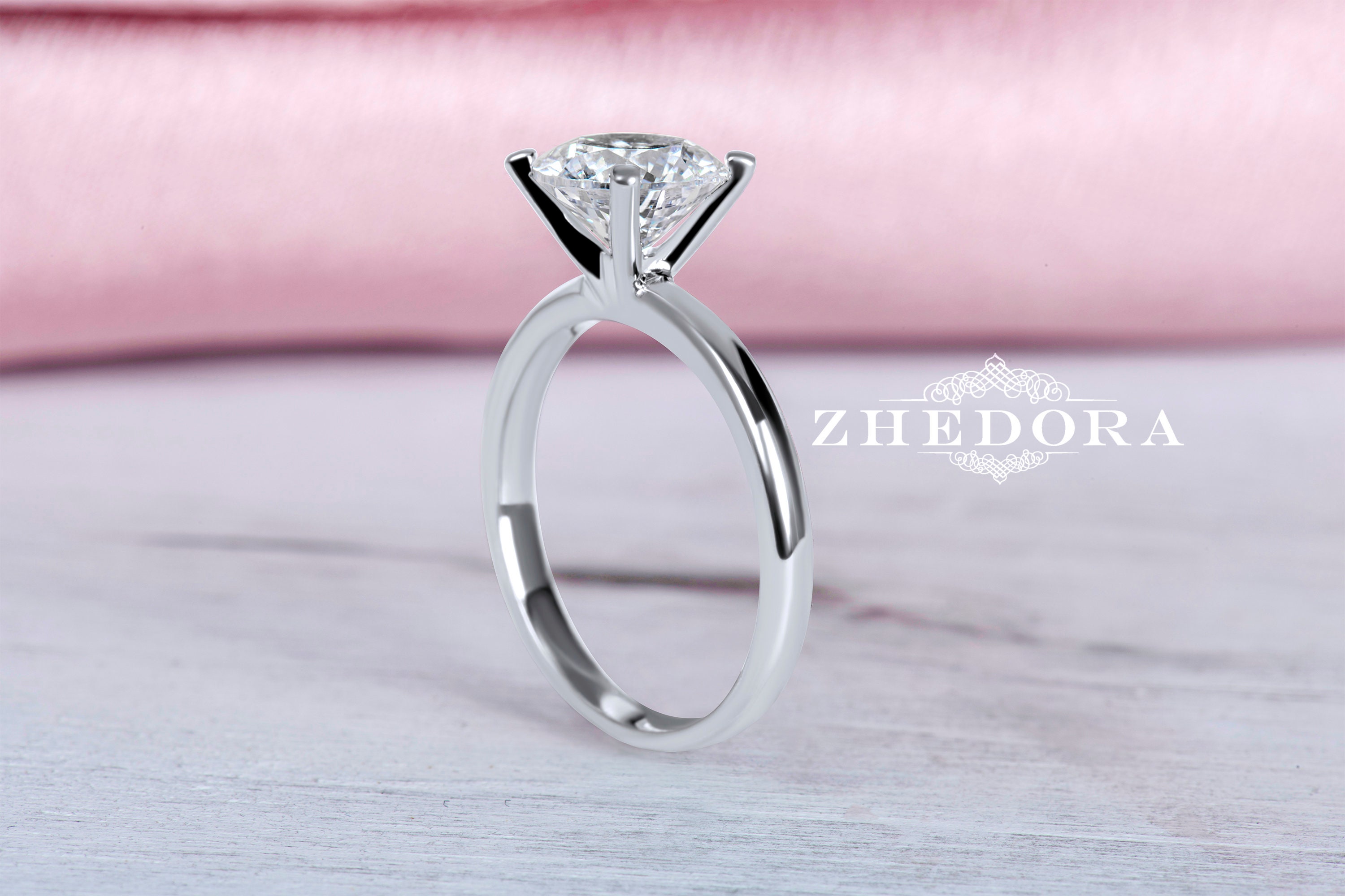 Lab Diamond Ring , 2 CT Round Solitaire Engagement Ring, White Gold ...