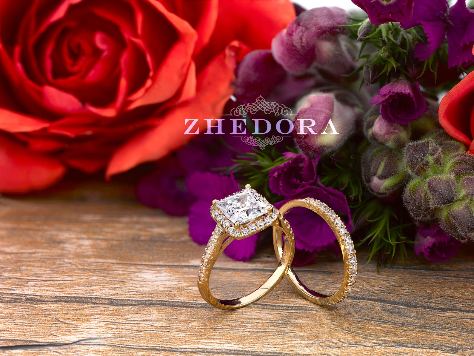 White Gold Princess Cut Wedding Set in 14k/18k Moissanite Etsy