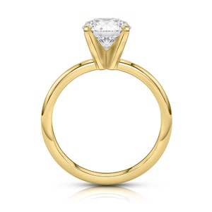 14K Gold Engagement Ring, Solid Yellow Gold Ring, Round Solitaire Ring, Simple Gold Ring, Classic Solitaire ring, Moissanite engagement Ring image 3