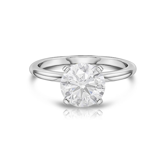 18K White Gold Engagement Ring, Round Solitaire Ring, Women's Ring, Simple Gold Ring, Moissanite engagement Ring, Diamond Engagement Ring
