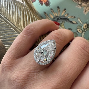 Lab Grown Diamond Engagement Ring , 5 CT Pear VS1/2 Lab Grown Engagement Ring , Pear Diamond Ring Lab Created , Certified IGI Lab Diamond