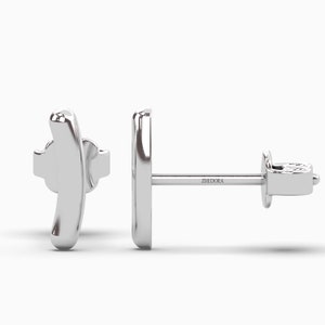 White Gold Earrings / Curved Bar Stud Earrings / Bar Stud Earrings / Dainty Earrings / Dainty Minimal Earrings / Fashion Earrings
