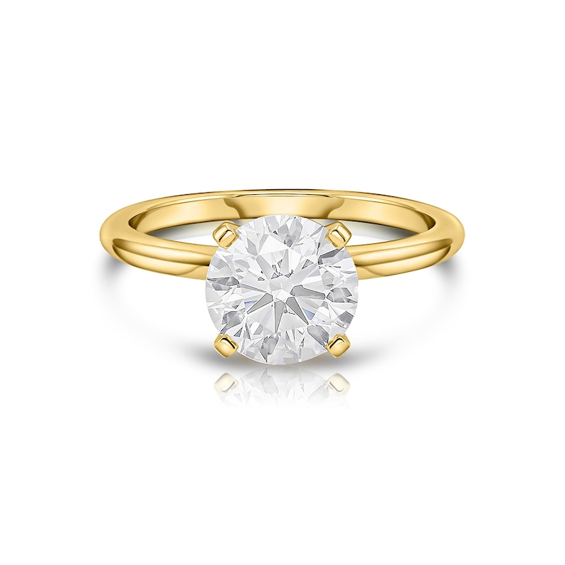 14K Gold Engagement Ring, Solid Yellow Gold Ring, Round Solitaire Ring, Simple Gold Ring, Classic Solitaire ring, Moissanite engagement Ring image 1