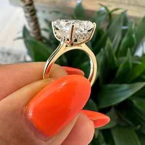 Lab Grown Diamond Ring , 4 CT Radiant Cut Lab Diamond Engagement Ring ...