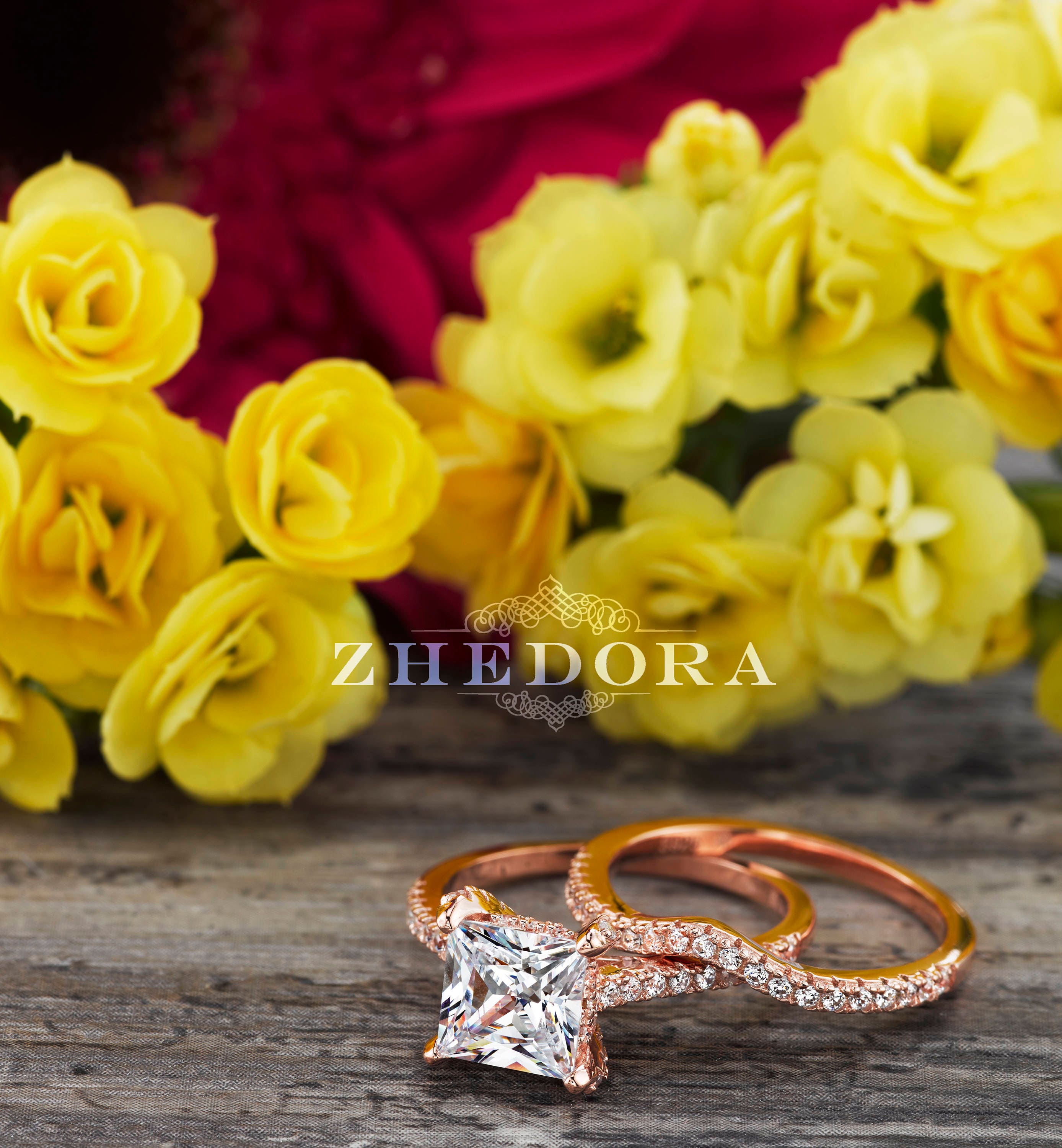 Princess Cut Engagement Ring Solid White Gold Princess Cut Etsy