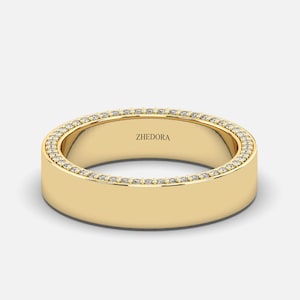 Gold Diamond Ring, Gold Wedding Band , 10k, 14k or 18K Wedding Band, Engagement Ring, Gold Diamond Wedding Ring, Solid Gold Band by Zhedora