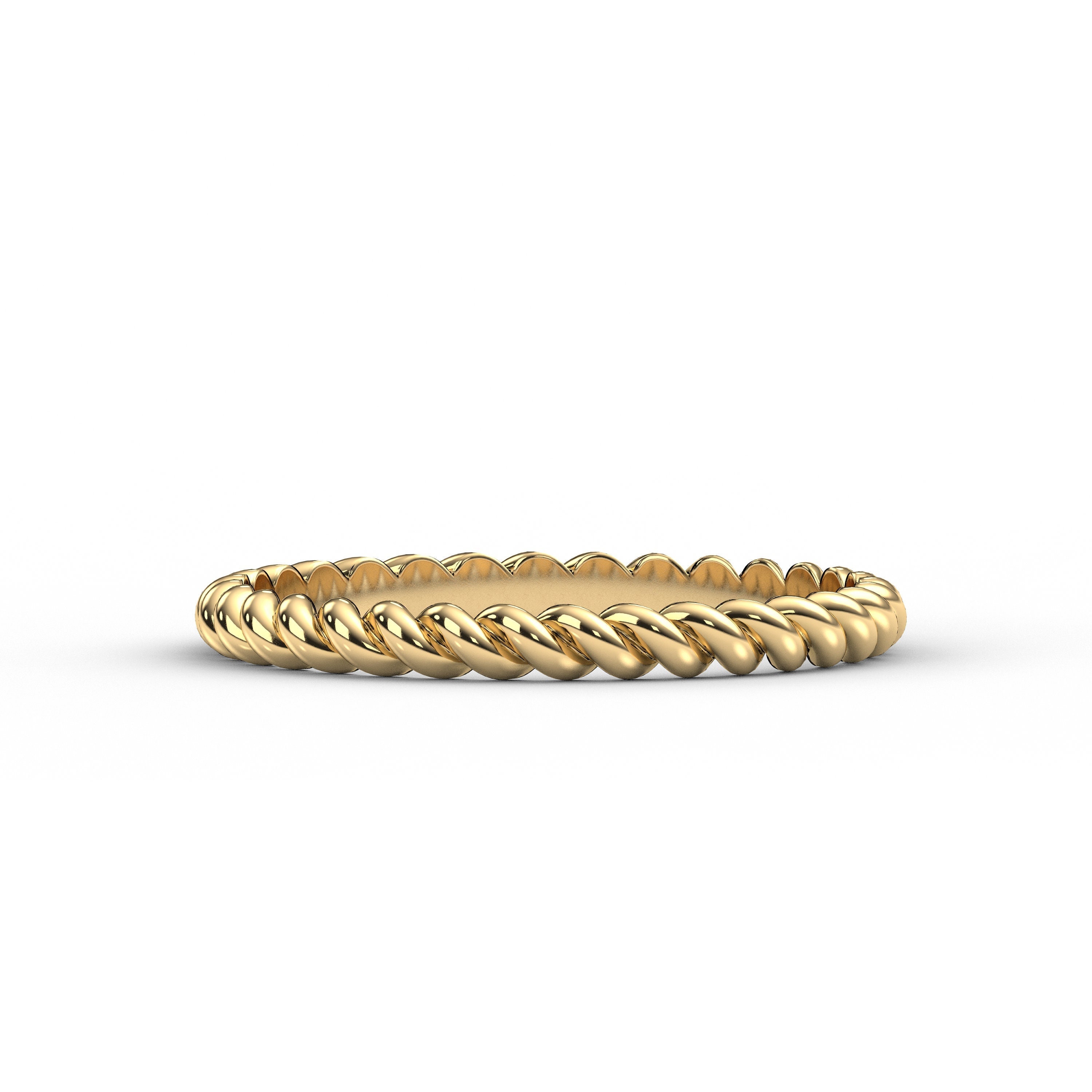 Twist Rope Ring in 14K Gold / 2 MM Gold Braided Ring / Twisted Rope ...