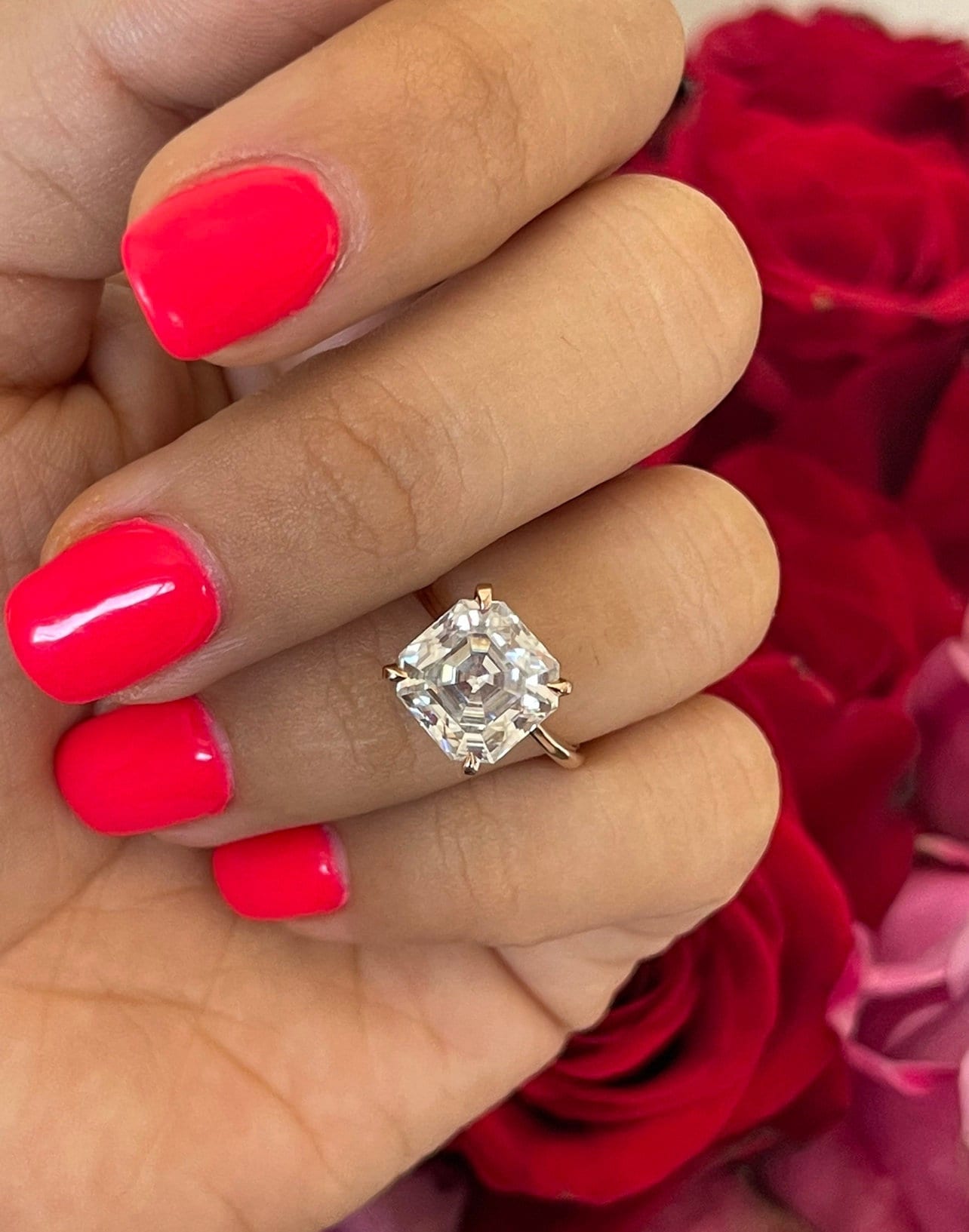 5 CT Asscher Cut Engagement Ring, Asscher Cut Moissanite Engagement Ring, Lab Diamond Ring, Classic Engagement Ring, Solitaire Ring, Zhedora