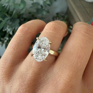 4 CT Oval LAB Diamond Engagement Ring , E VS1 Lab Grown Ring , 3mm Band image 14