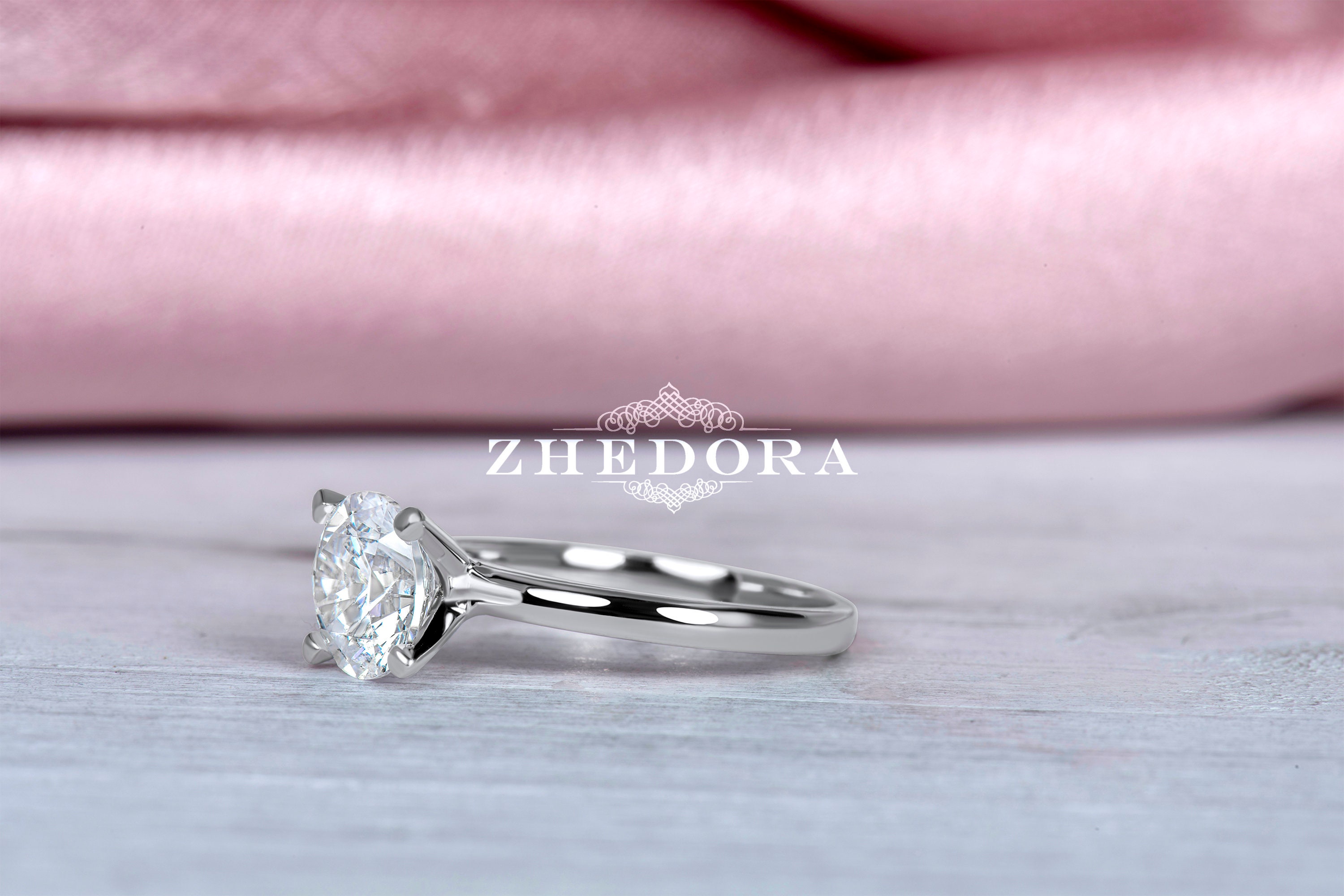 Lab Diamond Ring , 2 CT Round Solitaire Engagement Ring, White Gold ...