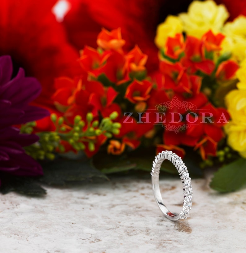 Half Eternity Wedding Band Stacking Gold Band Stackable Etsy